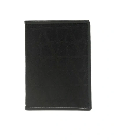 Valentino Garavani Logo Folding Wallet In Black