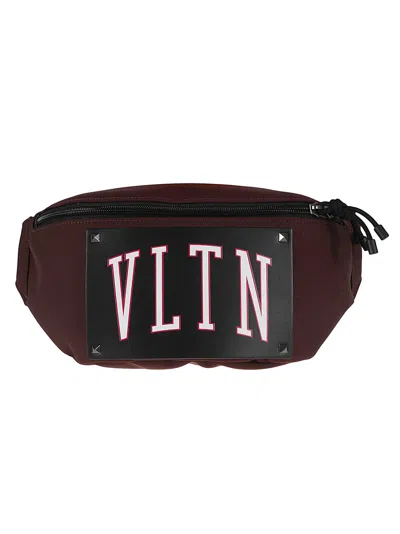 Valentino Garavani Logo Front Belt Bag In Bordeaux/black