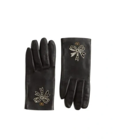 Valentino Garavani Logo Gloves In Black