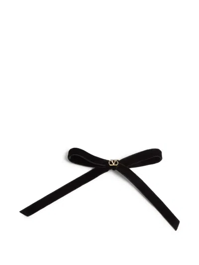 Valentino Garavani Valentino Vlogo Signature Bow Velvet Hair Clip In Black