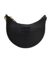 Valentino Half-moon Leather Shoulder Bag With Chain Strap In Black