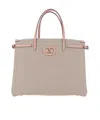 Valentino Antibes Canvas And Karung Shopping Tote Bag In Nude