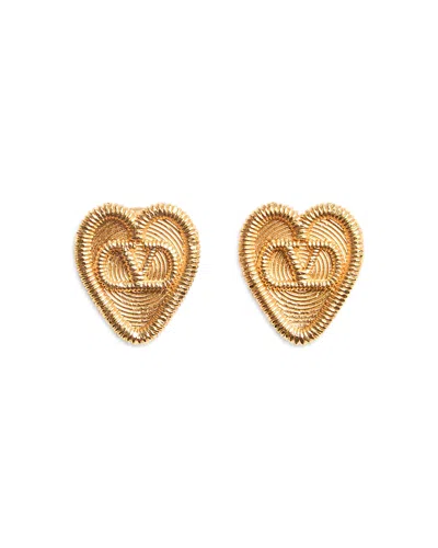 Valentino Garavani Logo Heart Earrings In Gold