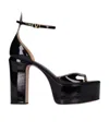 Valentino Tan-go 155 Platform Sandals In Patent Leather In Black