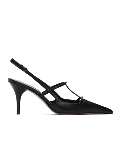Valentino Garavani Logo High-heeled Sandals In Black