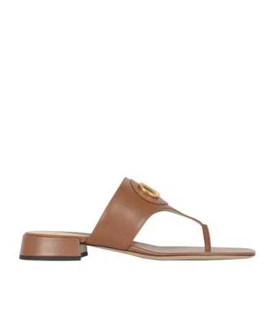 Valentino Garavani Logo High-heeled Sandals In Brown