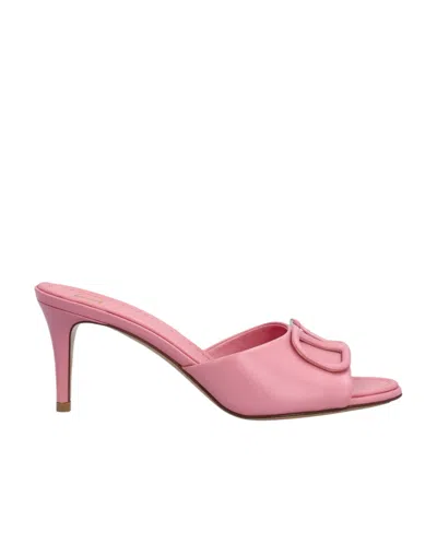 Valentino Garavani Logo High-heeled Sandals In Pink