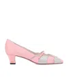 Valentino Embellished Bow Detail Pumps With Low Block Heel In Pink