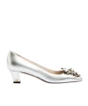 Valentino Garavani Preshoes Pumps In Laminated Nappa With 45mm Crystals Woman Silver 42 In Silver
