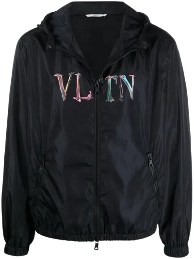 Valentino Logo Hooded Jacket In Animal Print