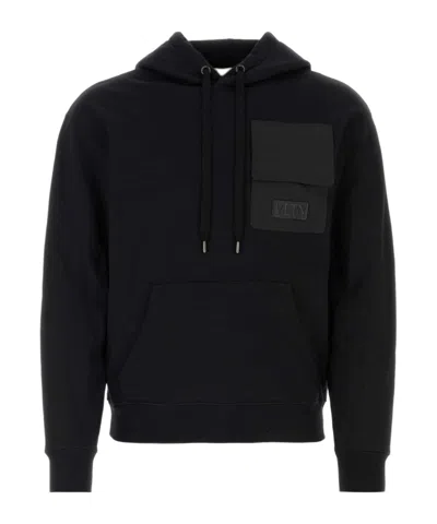 Valentino Logo Hoodie In Black