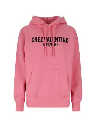 VALENTINO VALENTINO LOGO HOODIE – PINK