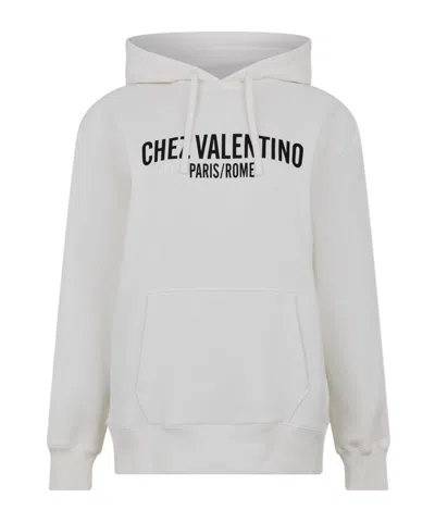 Valentino Logo Hoodie In White
