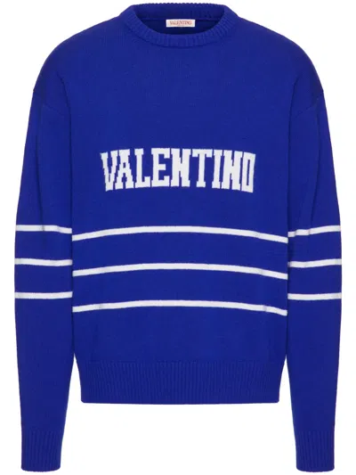 Valentino Garavani Man Sweater Blue Size L Virgin Wool
