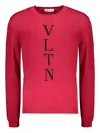 Valentino Long Sleeve Crew-neck Sweater In Red