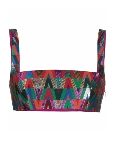 Valentino Logo Jacquard Bra In Multi