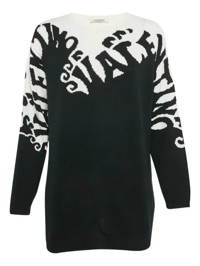Pre-owned Valentino Logo-jacquard Cashmere Sweater