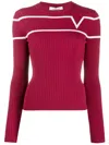 Valentino Logo Jacquard Crewneck Jumper In Red