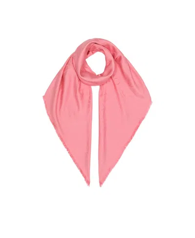 Valentino Logo Jacquard Silk Shawl In Pink