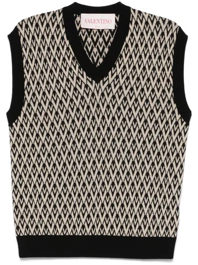 VALENTINO LOGO-JACQUARD WOOL VEST