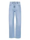 Valentino Straight Leg Five-pocket Trousers With Belt Loops In Blue