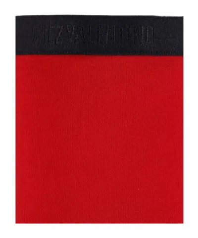 Valentino Logo Lace Striped Tights In Red