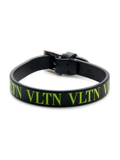 Valentino Garavani Logo Leather Bracelet In Neutral