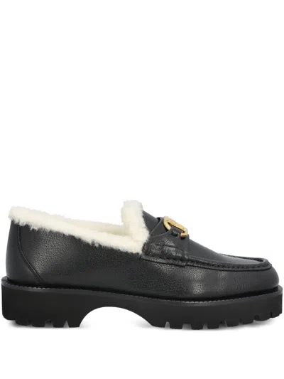 Valentino Garavani Valentino Vlogo Signature Genuine Shearling Lined Platform Loafer In Black