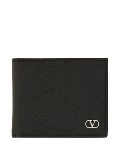 Valentino Garavani Logo Leather Wallet In Black