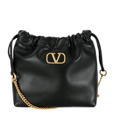 Valentino Garavani Logo Letter Shoulder Bag In Black
