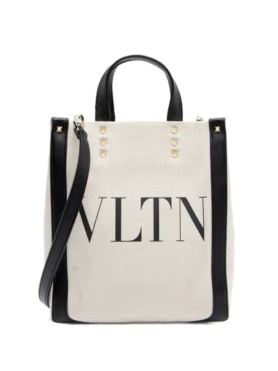 Pre-owned Valentino Garavani Logo-lettering Tote Bag In Neutral