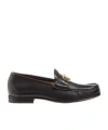 Valentino Logo Loafers In Black