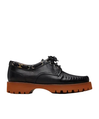 Valentino Garavani Logo Loafers In Black