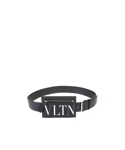 Valentino Garavani Logo Logo Belt In Black
