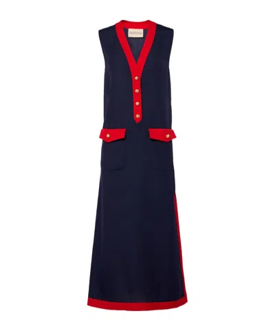 Valentino Logo Midi Dress In Blue