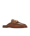 Valentino Garavani Men Brown Leather Vlogo Slippers In Brown