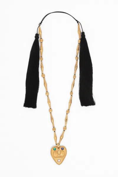 Valentino Garavani Logo Necklace In Black