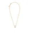 Valentino Logo Necklace In Cream/crystal Silver