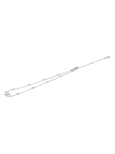 Valentino Garavani Logo Necklace In Silver Shade