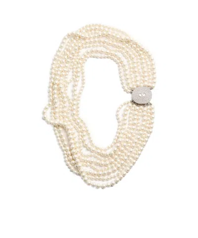 Valentino Garavani Logo Necklace In Transparent