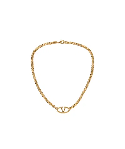 Valentino Garavani Logo Necklace In Yellow