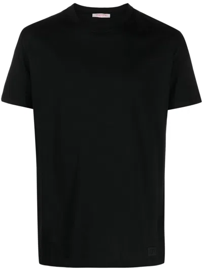 Valentino Logo-patch Cotton T-shirt In Black