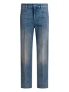 Valentino Logo-patch Cuffed Denim Jeans In Blue