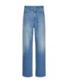 Valentino Light Blue Denim Trousers With V Gold Detail In Blue