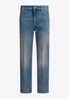 Valentino Cuffed-effect Straight Jeans In Blue