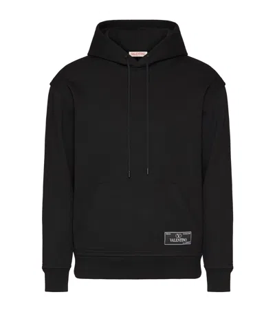 Valentino Logo Patch Hoodie In Black