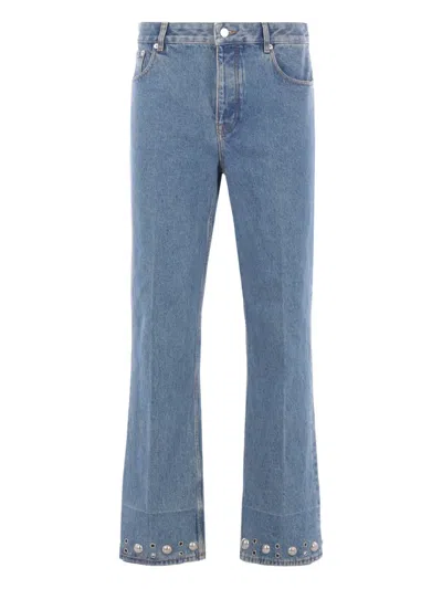 Valentino Five-pocket Denim Trousers Featuring Button Embellishments In Blue