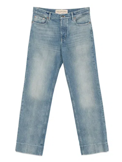 Valentino Logo-patch Jeans In Blue