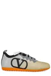Valentino Logo Patch Lace-up Sneakers In Golden
