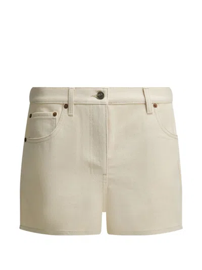 Valentino Silk Blend Tailored Shorts Belt Loops Pockets In Neutral
